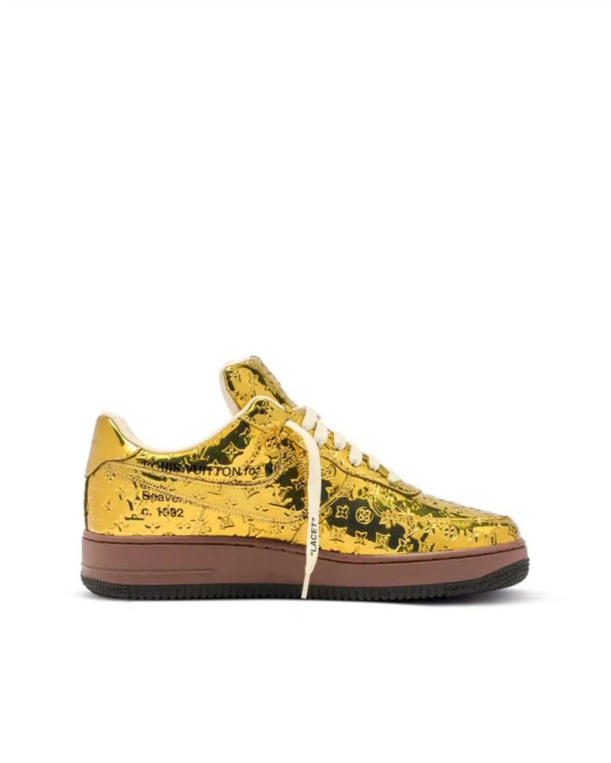 louis-vuitton-x-nike-air-force-1-virgil-abloh-metallic-gold (6) Kivne Louis Vuitton x Nike Air Force 1 “Gold.”