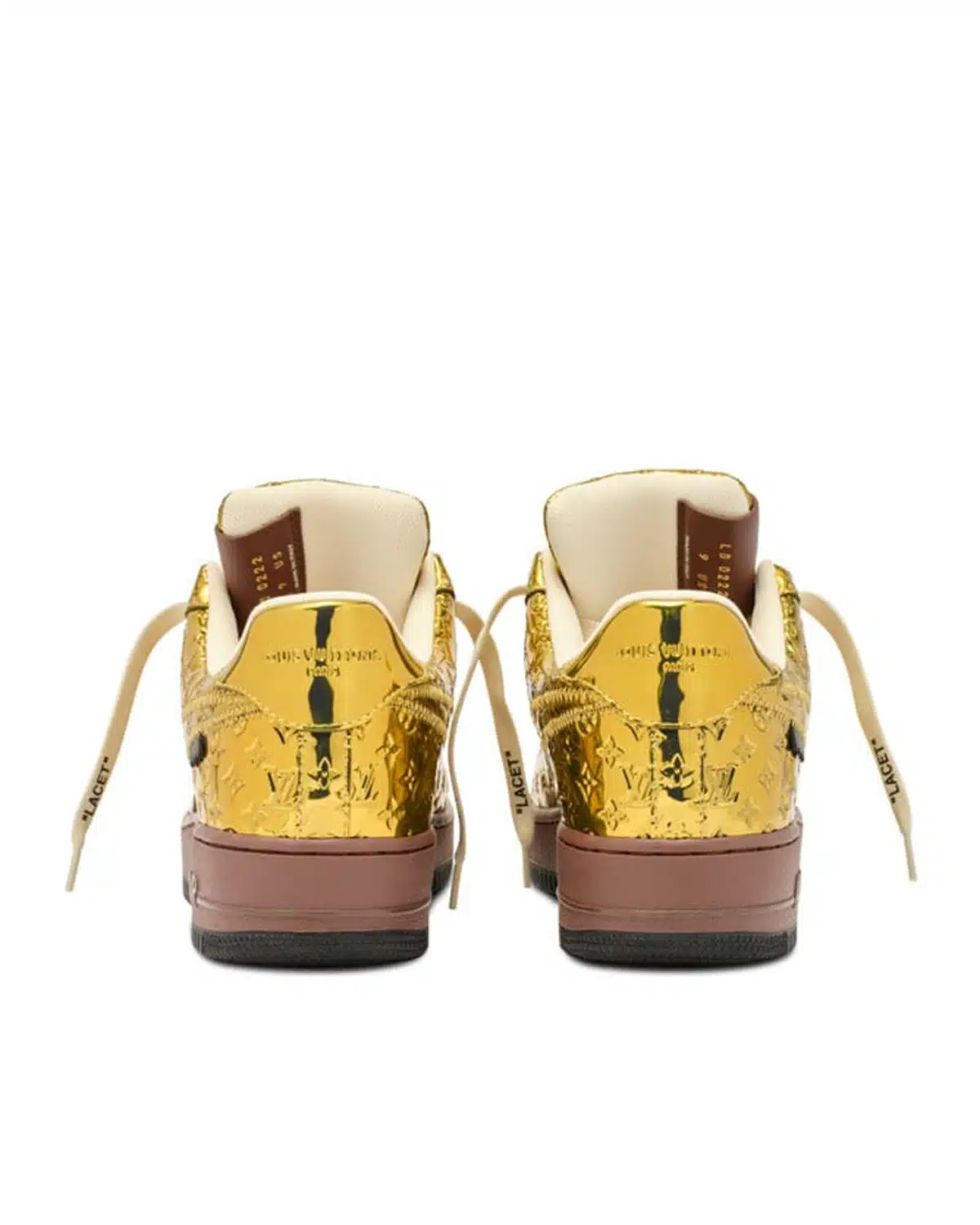 louis-vuitton-x-nike-air-force-1-virgil-abloh-metallic-gold (8) Kivne Louis Vuitton x Nike Air Force 1 “Gold.”