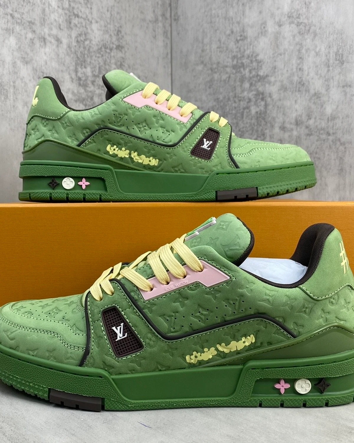 louis-vuitton-x-tyler-the-creator-lv-trainer-neon-green (6) kivne Louis Vuitton x Tyler the Creator Trainer “Green” sneakers