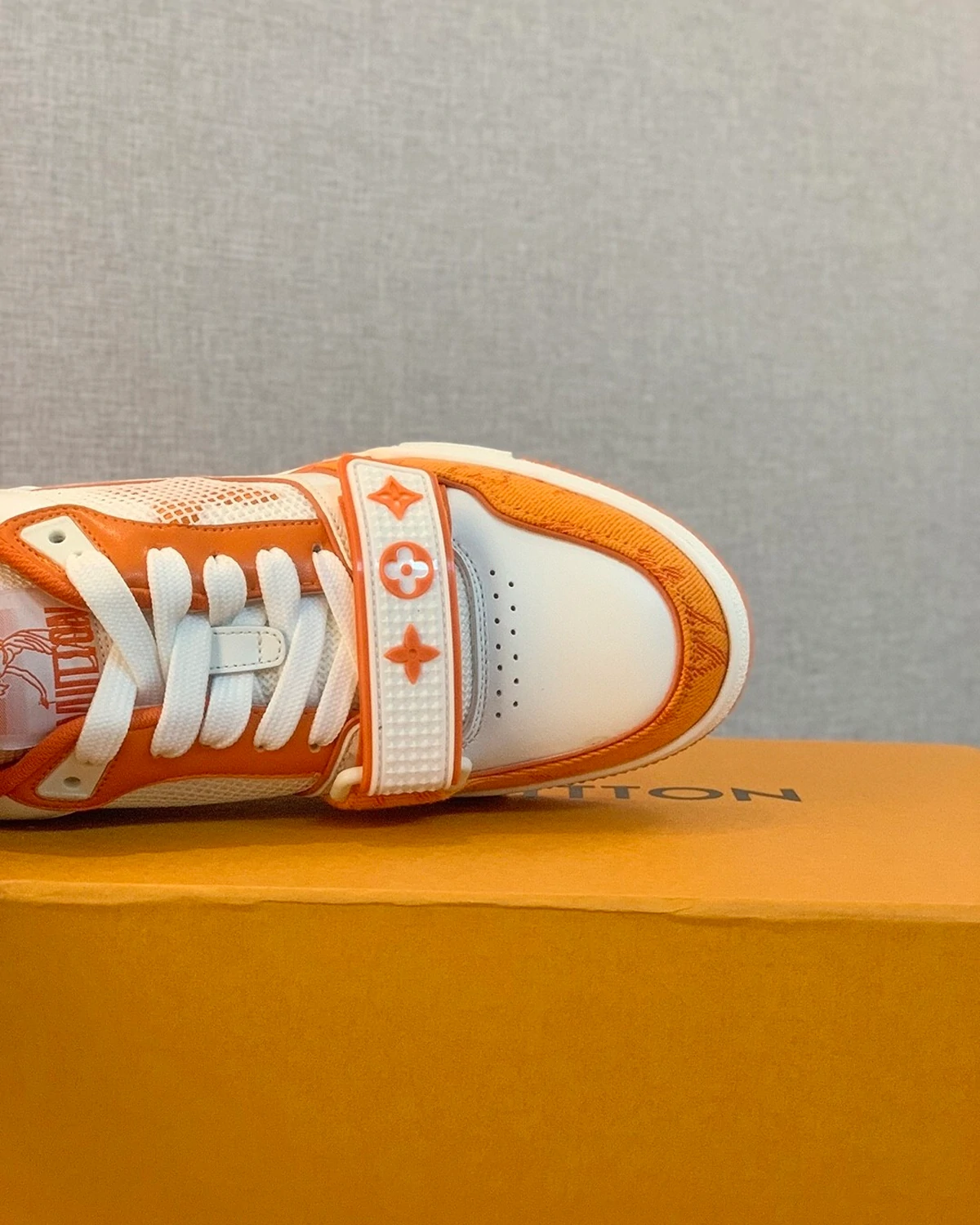 Louis Vuitton Trainer Low 'Velcro Strap - Orange Monogram Denim'