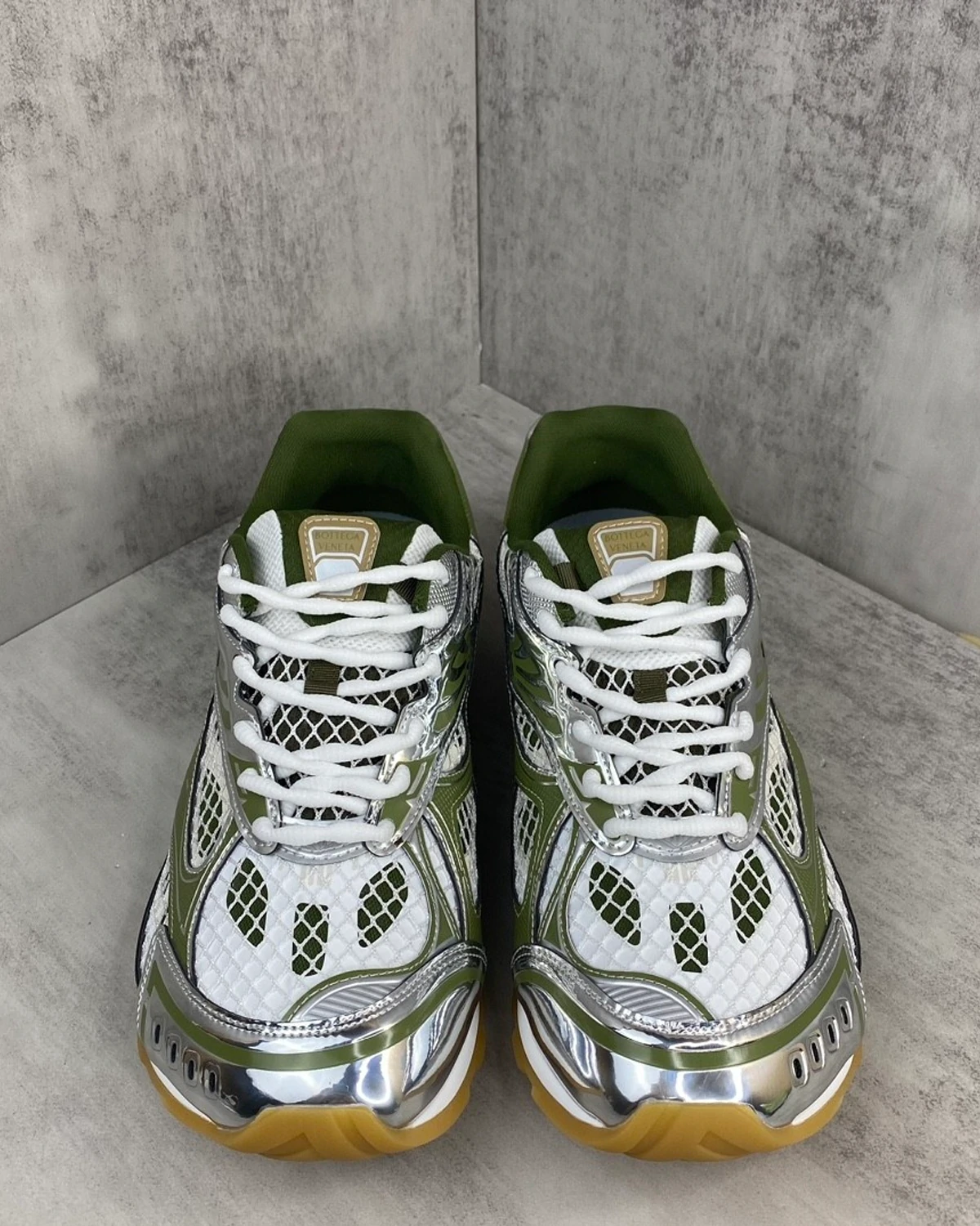 Kivny Orbit Metallic Net Runner Sneakers In Limone