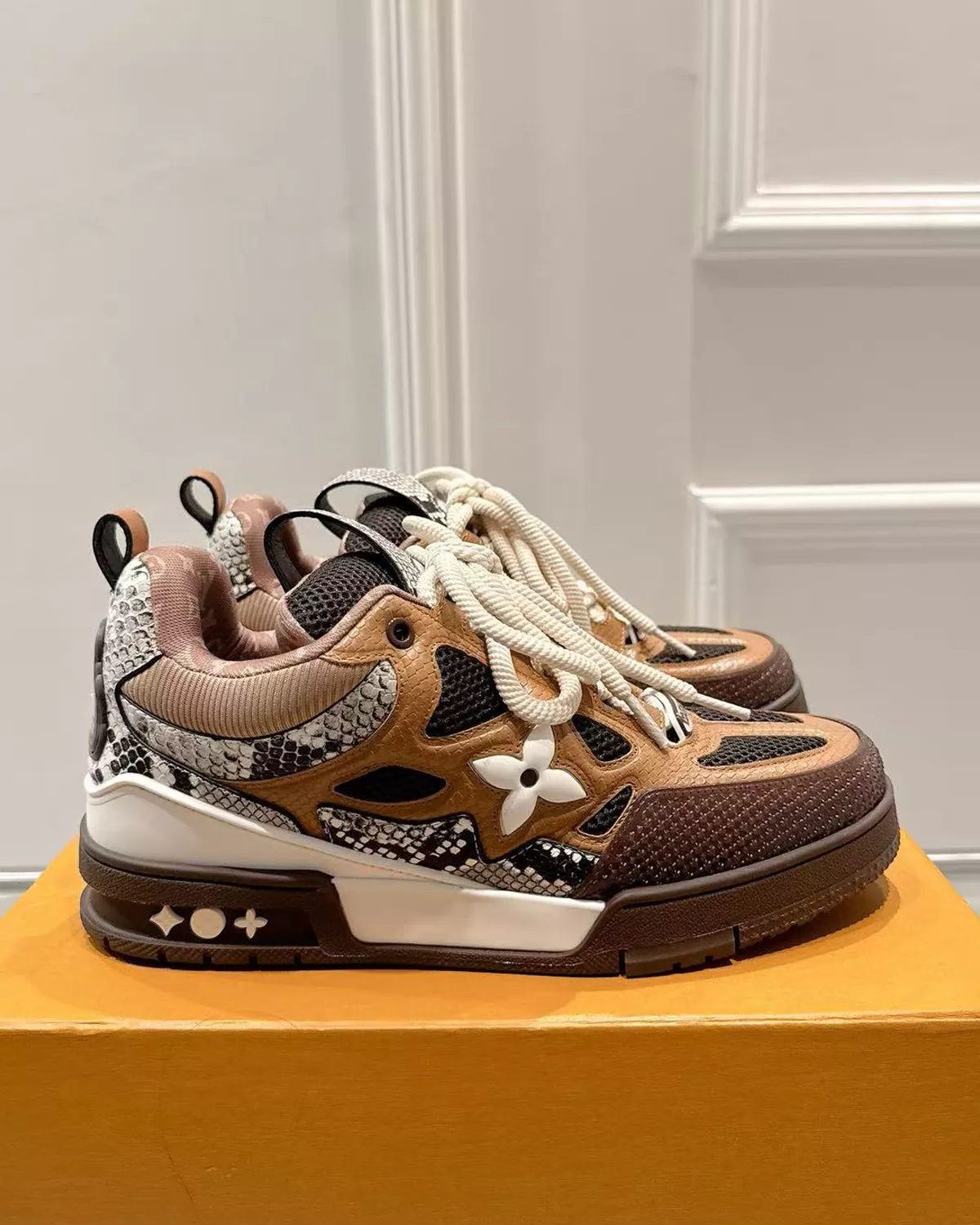 All-categories, LOUIS VUITTON, MEN Louis Vuitton Skate Sneaker ‘Brown Python Embossed Mesh’