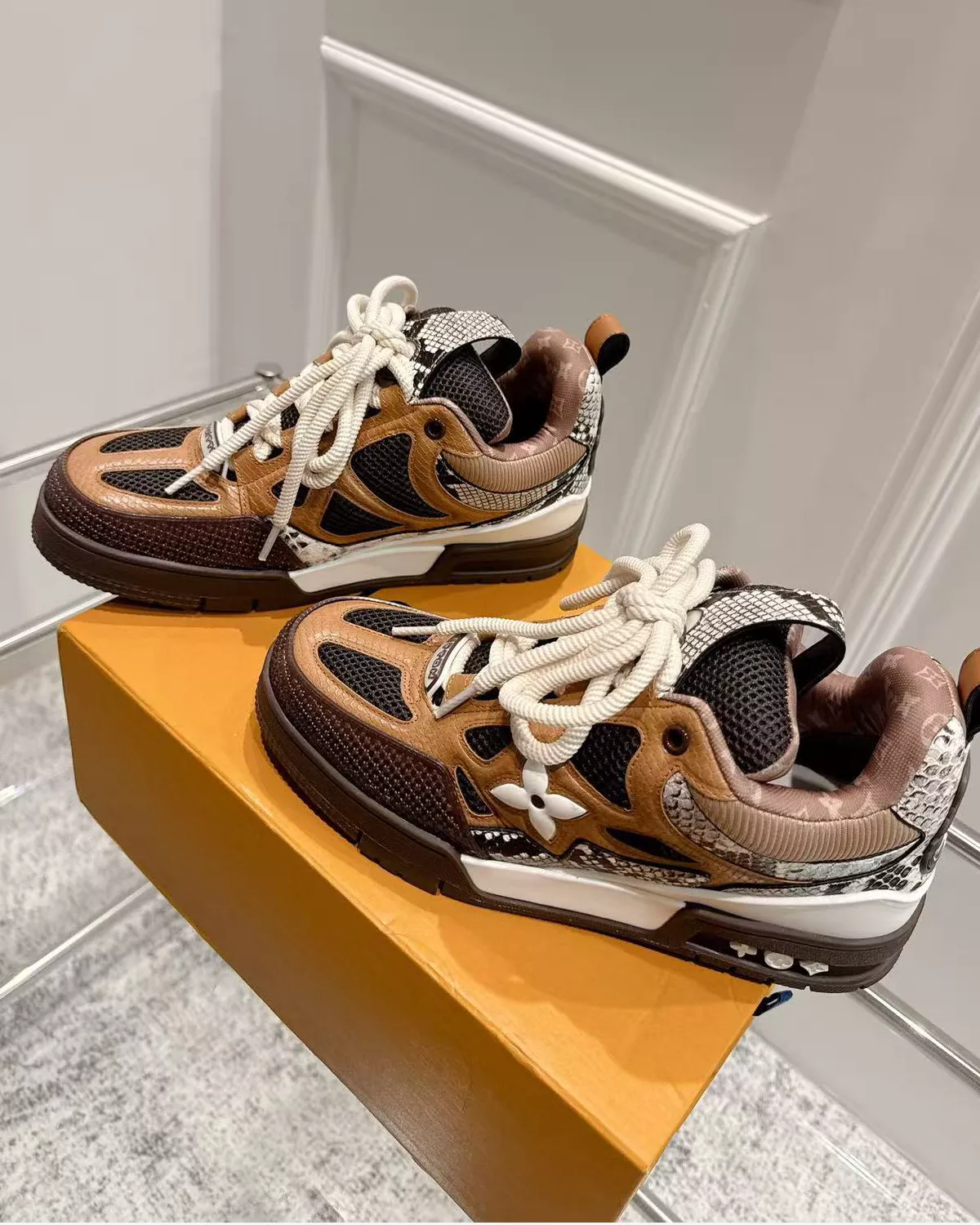 louis-vuitton-skate-sneaker-brown-python-detail (3) All-categories, LOUIS VUITTON, MEN Louis Vuitton Skate Sneaker ‘Brown Python Embossed Mesh’